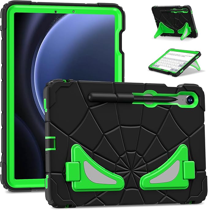 AKABEILA Compatible with Samsung Galaxy Tab S10 FE 2025/Tab S10 Lite 2025 Tablet Case，Lightweight Shockproof Rugged Protective Cover with Kickstand for Kids Children Boys Babies Dark Green