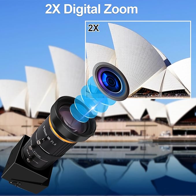 MMlove 4K HDMI USB Camera 30FPS Webcam 10X Variable Focus 5-50mm Lens H.265 2X Digital Zoom PC Streaming Close up Zoom in and Out Web Camera for Conference Classes