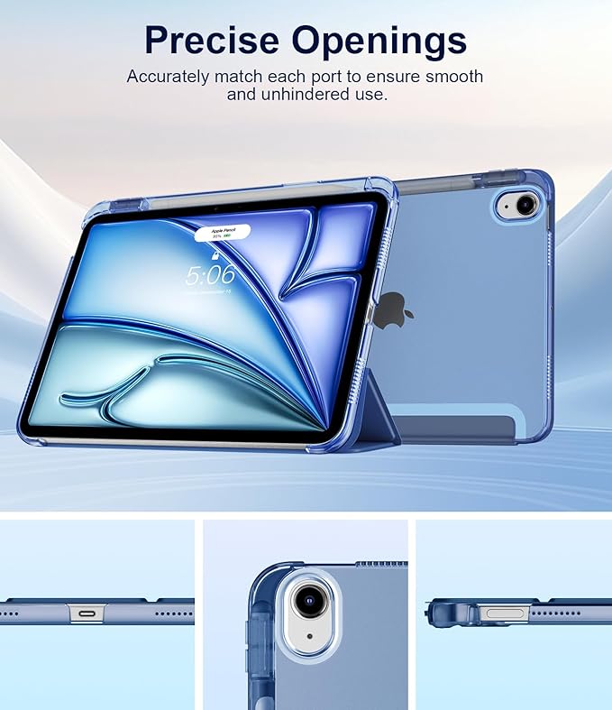 TiMOVO Case for iPad Air 11 Inch M4 2026/M3 2025/M2 2024, iPad Air 5th Generation 2022/4th Gen 2020 10.9 Inch with Pencil Holder, Stand Cover with Translucent Back, Auto Wake/Sleep, Navy Blue