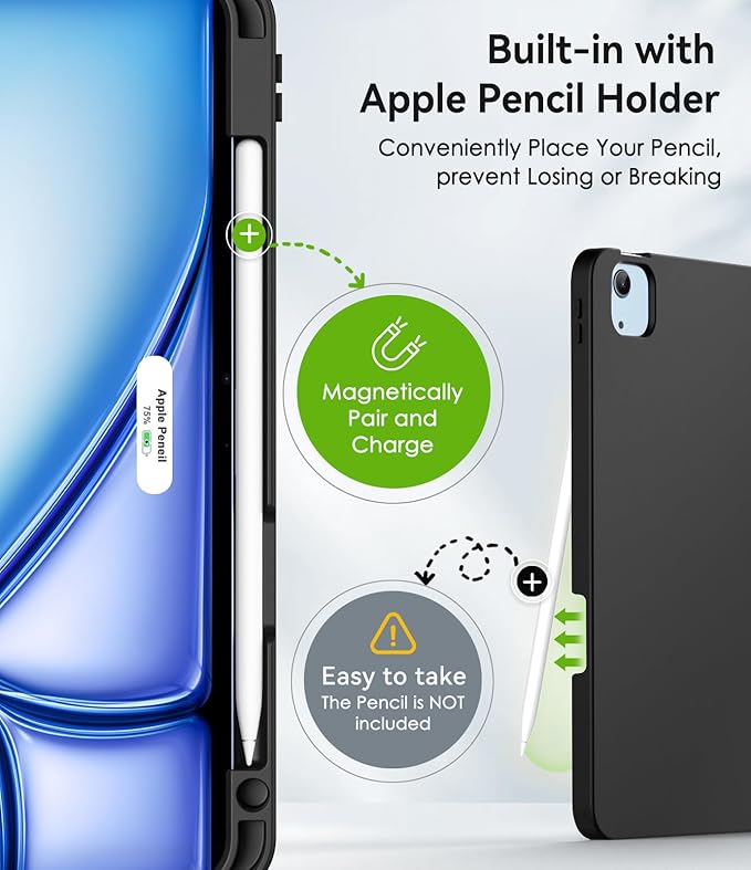ZoneFoker Case for iPad Air 11-inch M3/ M2 (2025/2024), iPad Air 5th/ 4th Generation 10.9'' (2022/2020), iPad Pro 11 (4th/3rd/2nd/1st Gen), Multi-Angle Stand Cover with Pencil Holder, Starry Night