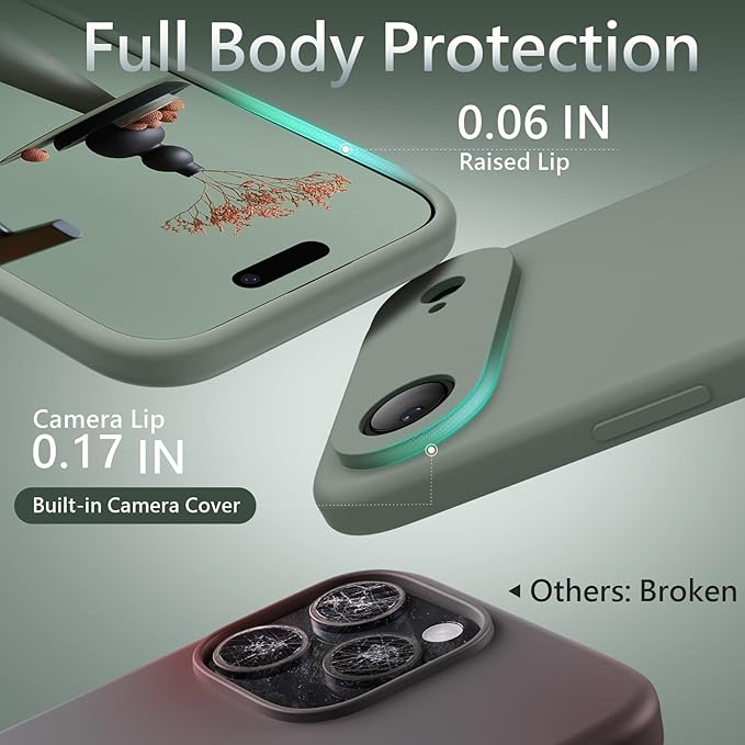 FireNova Magnetic for iPhone Air Case, Compatible with MagSafe, [Integrated Silicone Camera Control Button] [Camera Protection] Microfiber Lining Phone Case for iPhone 17 Air, 6.5", Calke Green