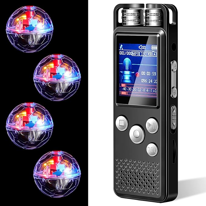 Dunzy 5 Pcs EVP Recorder Ghost Hunting Kit Paranormal Digital Voice Recorders with 4 LED Motion Activated Cat Balls Voice Activated Recorder with Playback for Paranormal Equipment(8 Gb, Chic Style)