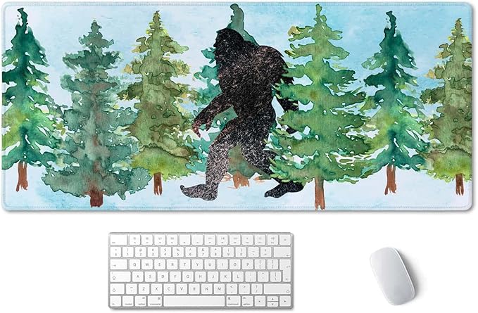 SSOIU Extended Mouse Pad, XXL Gaming Mouse Pads, Large Big Mousepad Laptop Computer Keyboard Mat Desk Pad with Non-Slip Base Stitched Edge for Gaming Office, 35.5 x 15.7 inch, Watercolor Sasquatch