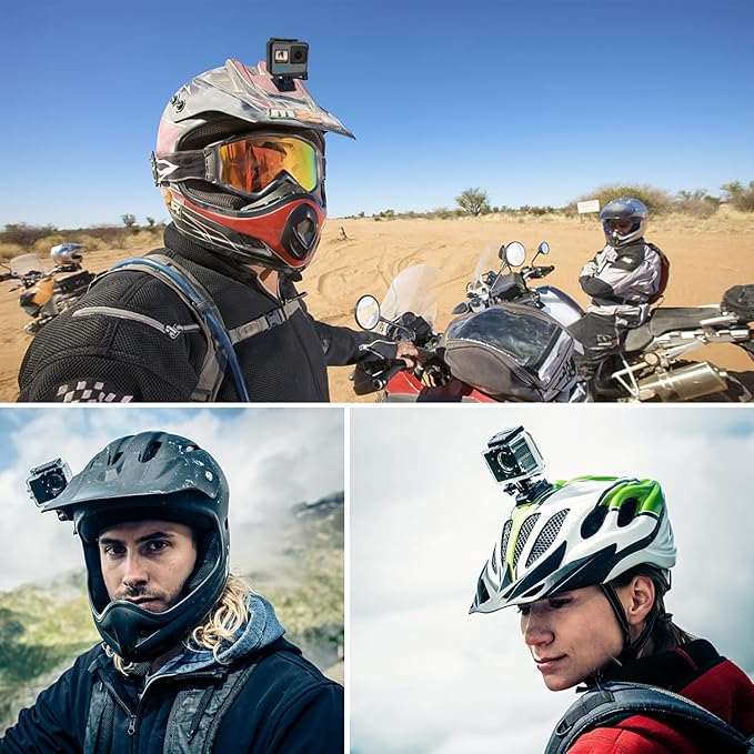 Suptig Helmet Mount Camera Helmet Mounts for Gopro Hero 13/Hero 12/11/10/9/8/7/6/5/4/3/2/ Hero Session Gopro Max, Akaso, DJI osmo More Action Cameras