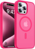 Magnetic for iPhone 15 Pro Max Case, [Compatible with MagSafe][Military-Grade Drop Protection][Anti-Yellowing] Shockproof Translucent Matte Cover for iPhone 15 Pro Max Phone Case,Hot Pink