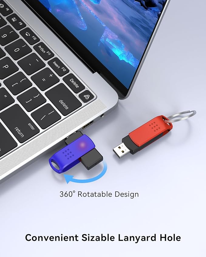 KEXIN 64G Flash Drives 10 Pack USB 2.0 Thumb Drives Bulk with LED Light - Stylish Colorful Pen Drive for Photo Video File Music - Green, Red, Black, Blue, Yellow