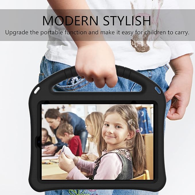 Light Weight Shock Proof EVA Foam Rugged Handle Stand Kids Friendly Anti-Slip Grip Protective Case for iPad Mini 7 (2024), 6th Generation, Black