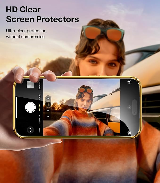 Meifigno Designed for iPhone 17 Pro Max Case 6.9", [Glitter Card & Wrist Strap] [Compatible with MagSafe] [2X HD Screen Protectors] Surround Raised Lens Protection for 17 ProMax Phone Case, Gold