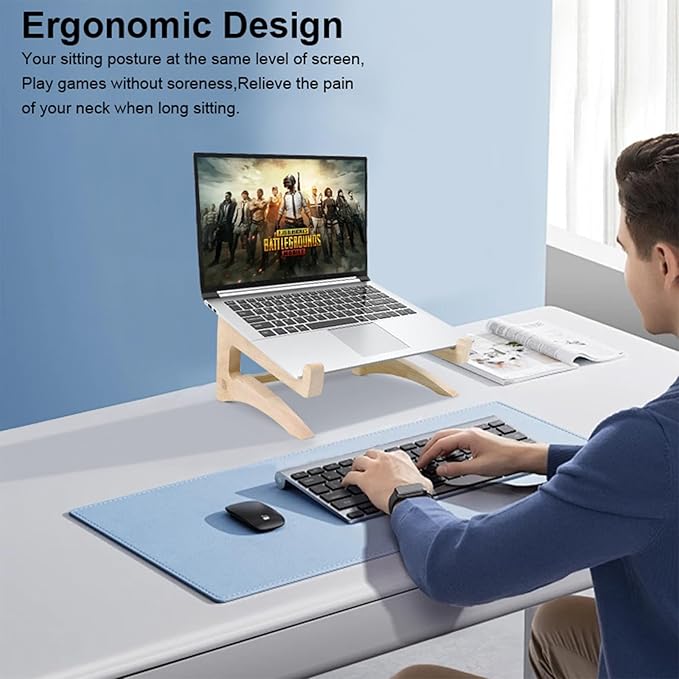 UI U & I Laptop Stand Riser, Portable and Adjustable Stand, for Notebook up to 13-17 Inch, Wood