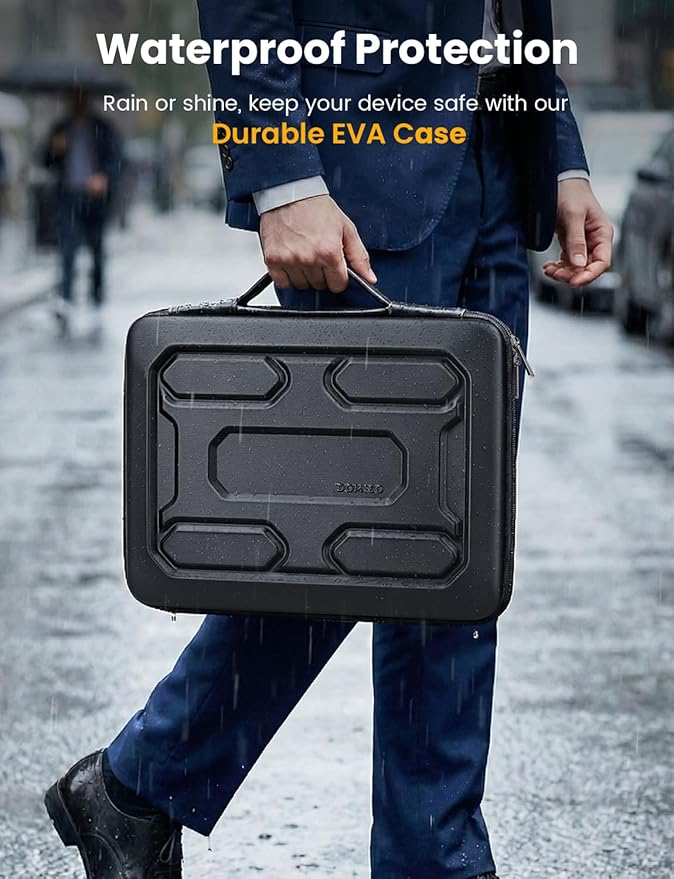 DOMISO Laptop Hard Case 15-16 inch Waterproof Shockproof Hard Shell Laptop Sleeve with Handle & Storage Pocket, Compatible with MacBook, HP, Dell, Black