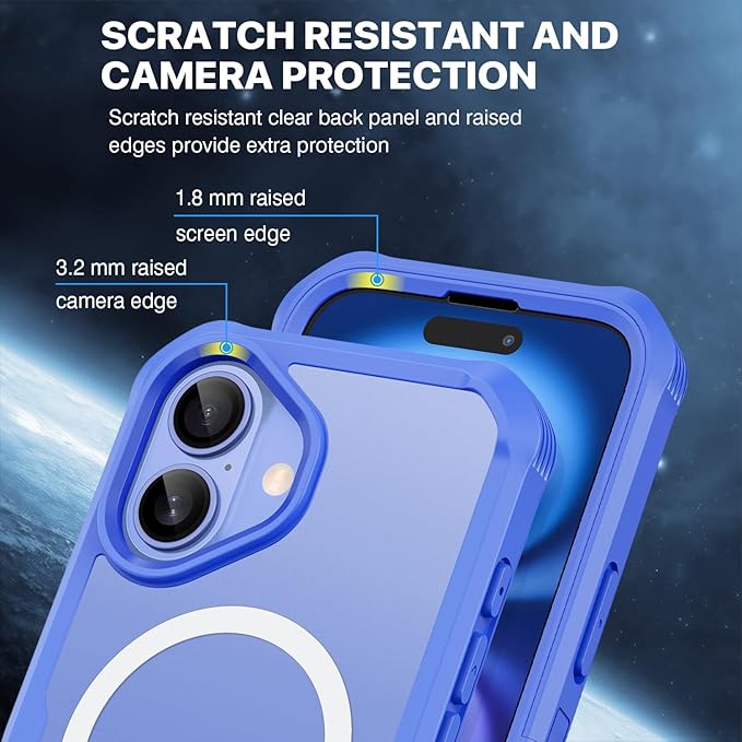 CENHUFO Magnetic Privacy for iPhone 16 Plus Case [Compatible with Magsafe] Full Body Phone Case Built-in 9H Tempered Glass Privacy Screen Protector and Camera Lens Cover, Shockproof Bumper -Light blue