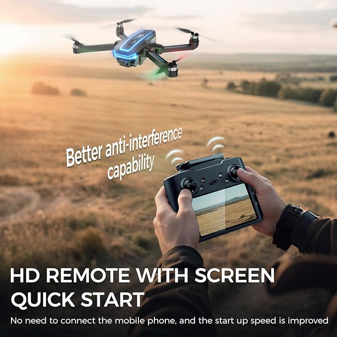 GPS Drone with 4K HD Camera for Adults,4.5 inch HD Screen on Remote Controller,FPV RC Drones with Auto Return, Follow Me and Lightweight,2 PCS Batteries for Long Flight Time,Easy Fly Quadcopter for Beginners,Under 250g