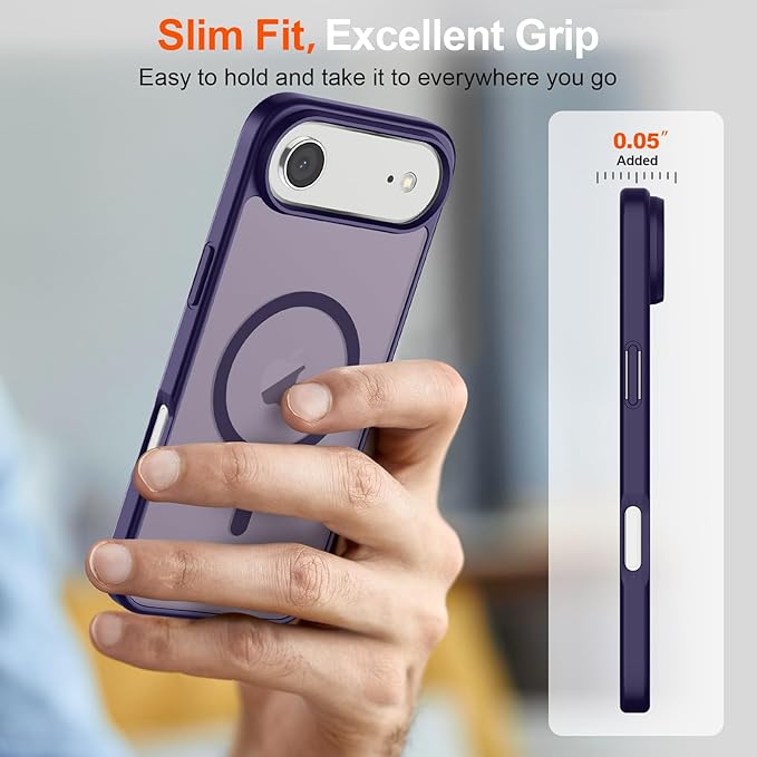 SUPFINE Magnetic for iPhone Air Case (Compatible with MagSafe)(Military Grade Drop Protection) Slim Translucent Matte Shockproof with Anti-Fingerprint Phone Cover for 17 Air,Dark Purple
