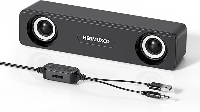 10W Wired Stereo Speaker Compact PC Speakers for Desktop -, USB Powered, 3.5mm Audio Input, Laptop Expertly Tuned Computer Soundbar