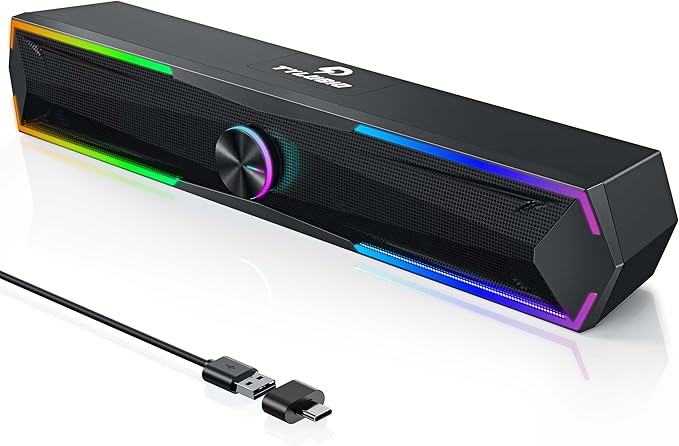 Tylubio Computer Speakers for Pc Desktop with Clear Sound, Flowing LED PC Speaker for Computer Desktop Laptop Monitor, Bluetooth & USB Input