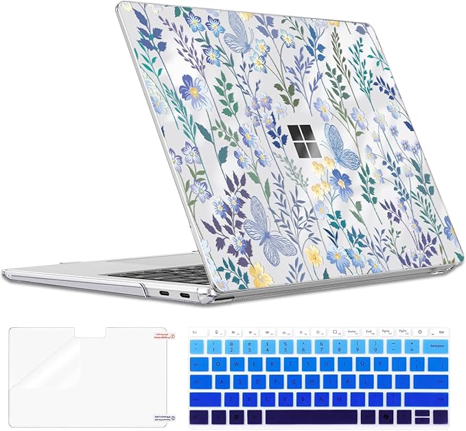 Case Compatible with 13 inch Microsoft Surface Laptop 2025 Copilot+PC (Model 2095), Printed Pattern Plastic Hard Shell Case for Microsoft Surface Laptop 13-inch 2025, Meadow Wildflower