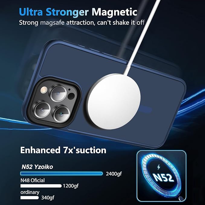 Strong Magnetic for iPhone 16 Pro Max case [10Ft Military-Grade Protection] Compatible with fit MagSafe Shockproof Slim Thin Cover case for iPhone 16 Pro Max 6.9 inch, Blue
