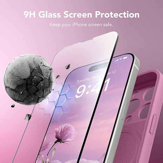 Magnetic for iPhone 15 Pro Case, Compatible with MagSafe, [Full Camera Protection][Screen Protector] Silicone Shockproof Protective Phone Case for iPhone 15 Pro 6.1", Blackcurrant