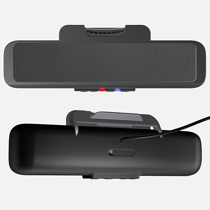Cyber Acoustics USB & Bluetooth Speaker Bar (CA-2890BT) – USB Powered Speaker with Speakerphone for PC and Bluetooth to Simultaneously Connect to Smartphones, Clamps to Monitor, Convenient Controls