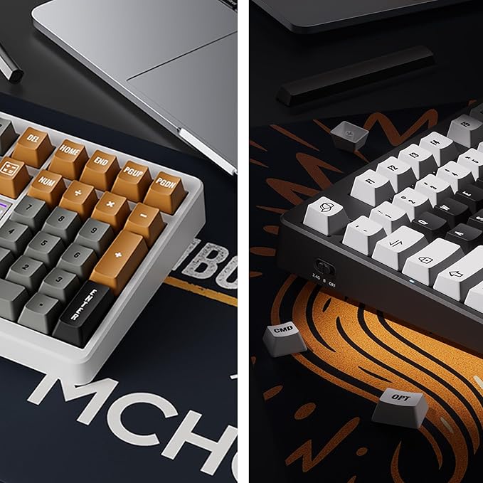 MCHOSE UT98 Wireless Mechanical Keyboard Compact Gaming Keyboard with Knob Tri-Mode Connection Hot Swappable Custom Creamy Keyboard Gasket Structure Pre-lubed Linear Switches RGB Classic ICY