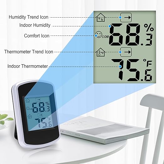 Urageuxy Digital Hygrometer Thermometer, Temperature Humidity Monitor with Fahrenheit Only, Indoor Temperature Gauge and Humidity for Home, Office, Bedroom, Baby Room, Kitchen, Greenhouse