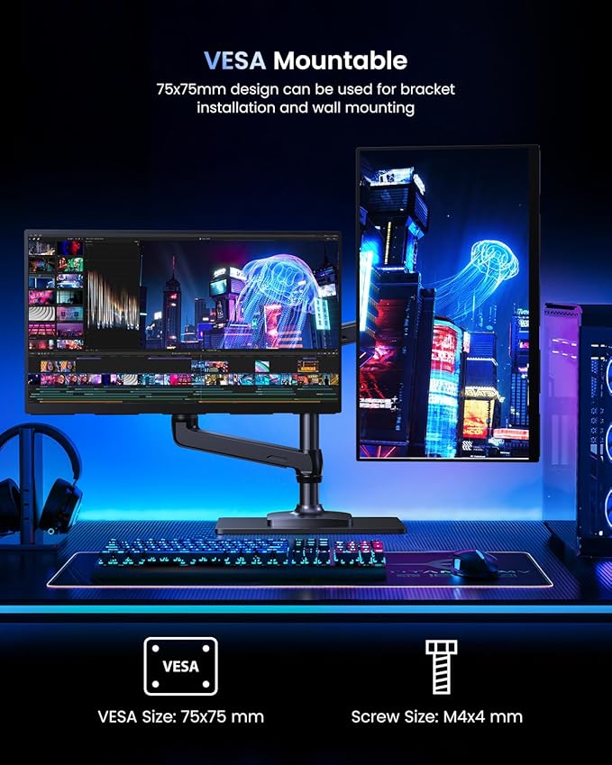 UPERFECT Portable Monitor 4K 144Hz QLED, 19" UHD 3840×2160, 500 Nits, 2000:1, 146% sRGB, 0.1ms, Built-in Stand & VESA Mount, Travel Gaming Monitor for Laptop, PC & Gaming Consoles - UColor 19 Apex