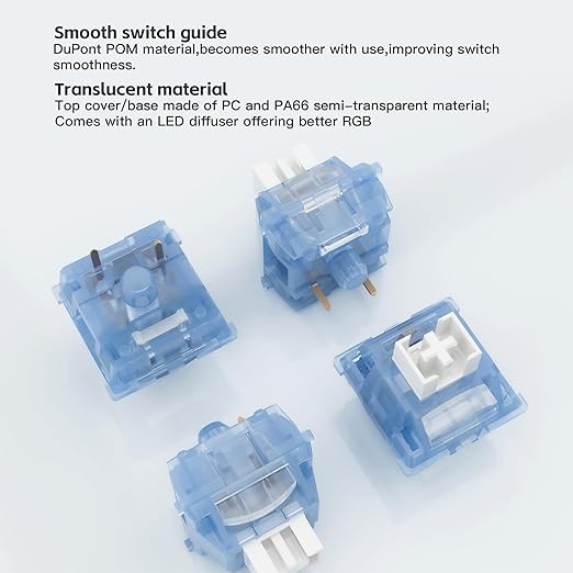 Outemu V3 Ice Blue Switches,3-pin 40gf Pre-lubed Dustproof Clicky Switches,Keyboard Clickers for 3D Prints,Suitable for MX Mechanical Gaming Keyboards(10Pcs)