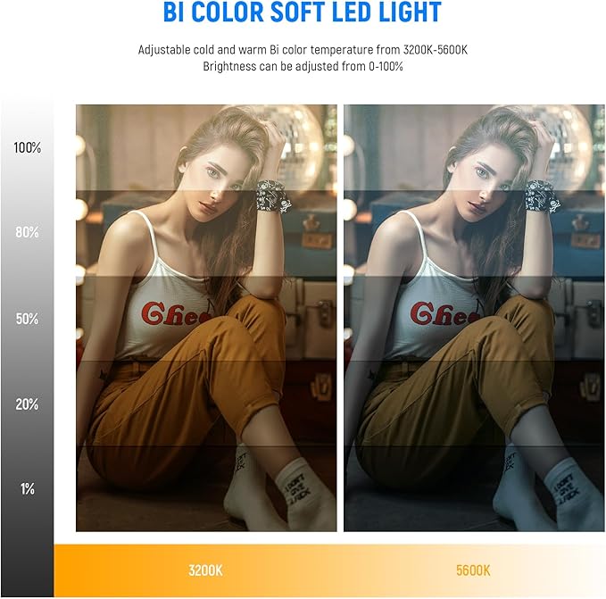 NEEWER 13" LED Video Light Panel, Studio Lighting Kit with Tripod Stand, 20W Bi Color Dimmable Photo Key Light for Streaming Photography Podcast Recording, CRI97+ 2400Lx/0.5m, 29.6Wh Battery, NL-192AI