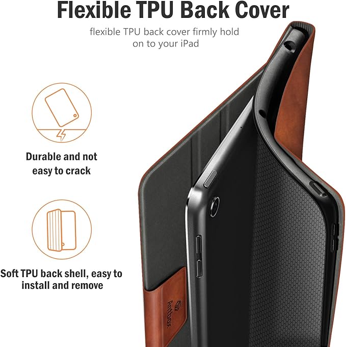 Antbox Case for iPad Air 2/iPad 6th/5th Generation(9.7'')/Pro 9.7''/Air 1 Vegan Leather Case with Pencil Holder Auto Sleep/Wake Function Smart Cover for iPad 9.7'' (Brown)