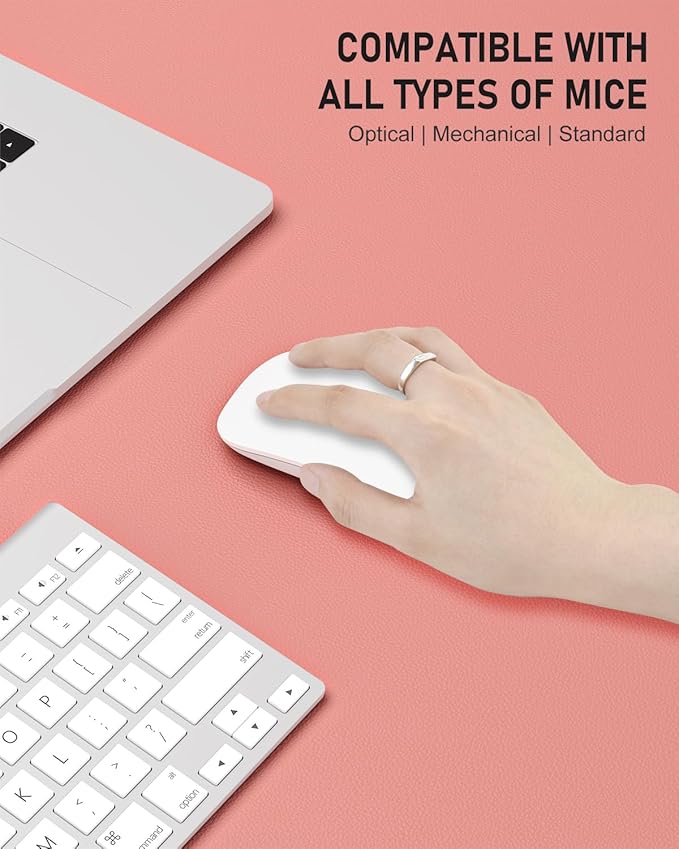 Desk Pad, 35.5" x 17" PU Leather Non-Slip Desk Mat Large Mouse Pad for Desktop, Waterproof Laptop Computer Writing Mat for Office, Home, Work, Gaming, Flower Pink