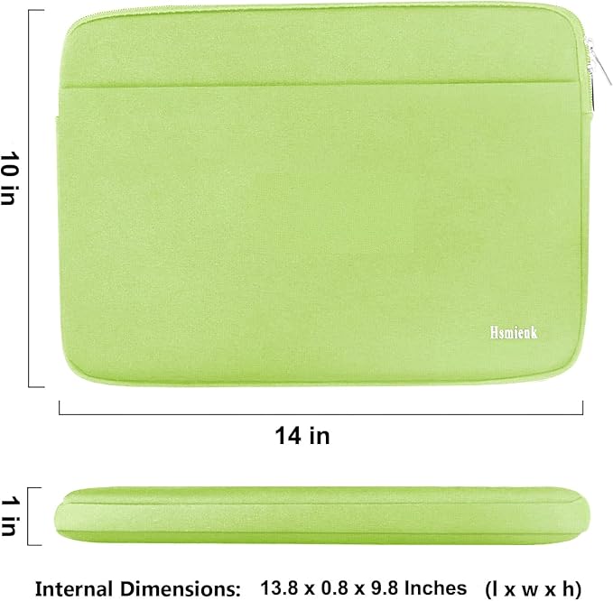 Laptop Case 14 inch, Shockproof Protective Notebook Cover Bag with Accessory Pocket, Durable Carrying Laptop Sleeve Compatible for MacBook HP Lenovo Dell Asus Acer, Light Green