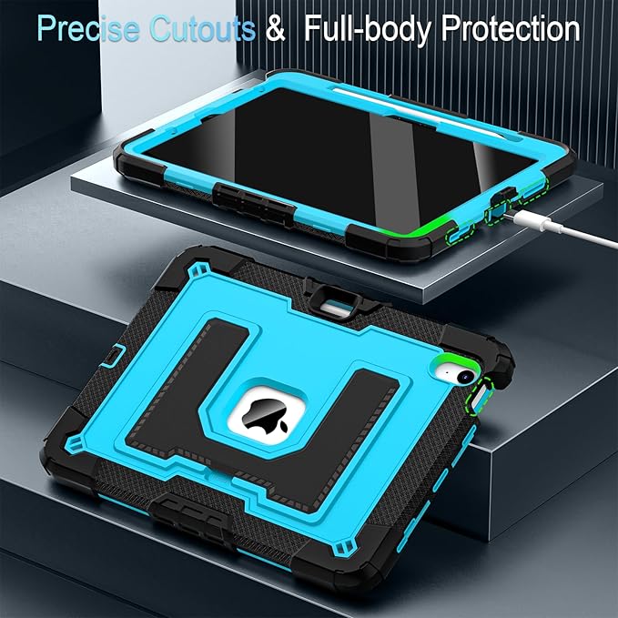 for iPad Air 11 Inch M4/M3/M2 (2026/2025/2024) iPad Air 5th/4th Generation Case 10.9 Inch (2022/2020),Military Grade Shockproof iPad Case Air 11 Inch with Pencil Holder, Black Blue