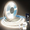 Pandery COB LED Strip Lights Natural White,24V Dimmable led Light Strip KIT with Remote and app Control,4000K 25FT/7.5m 8mmwide Ra>90 Cuttable Flexible Strip Lights for Bedroom,Wardrobe,Cabinet