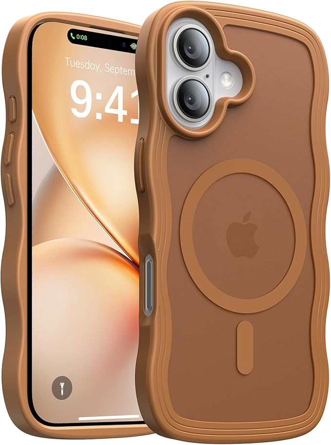 Magnetic for iPhone 16 Case,[Compatible with MagSafe][Military-Grade Drop Protection][Anti-Yellowing] Shockproof Protective Translucent Matte Cover for iPhone 16 Phone Case,Brown