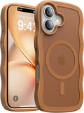 Magnetic for iPhone 16 Case,[Compatible with MagSafe][Military-Grade Drop Protection][Anti-Yellowing] Shockproof Protective Translucent Matte Cover for iPhone 16 Phone Case,Brown