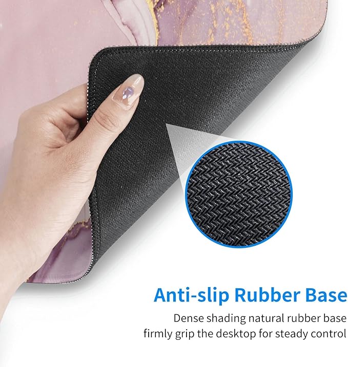 Rose Gold Marble Mouse Pad Abstract Pink Desk Mat 31.5x11.8 Inch Marbled Texture Non-Slip Rubber Base Large Rose Gold Mousepad Stitched Edges Keyboard Mouse Mat Desk Pad for Office Home Game