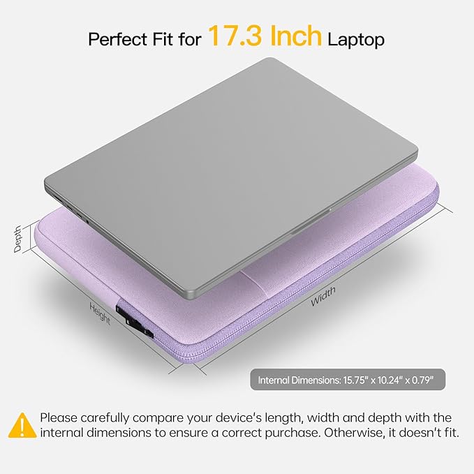 17 inch Laptop Sleeve Case for HP 17.3 Laptop, Pavilion 17, Envy 17, ASUS Vivobook 17, Acer Chromebook 317, Dell Inspiron 17, Lenovo IdeaPad 17.3, 17.3 in Computer Carrying Bag(Purple)