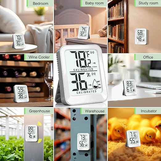3 Pack Room Thermometer Indoor Hygrometer Digital Mini Humidity Meter Gauge with Temperature and Humidity Monitor Sensor for House, Pet, Plant, Incubator - Battery Included
