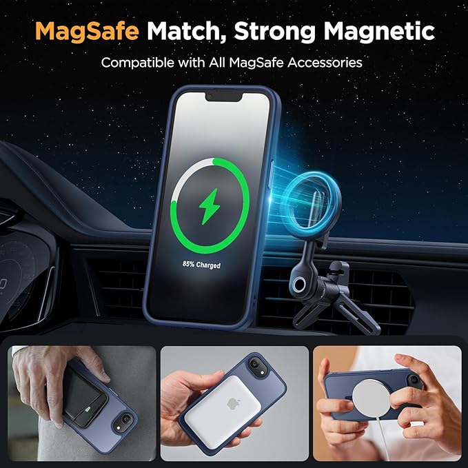 Miracase for iPhone 16e case & iPhone 17e Case for MagSafe [with 2×9H+ Screen Protectors] TOP Military-Grade Protection Shockproof with Velvet Touch for iPhone 16e/17e Phone Case 6.1", Dark Blue