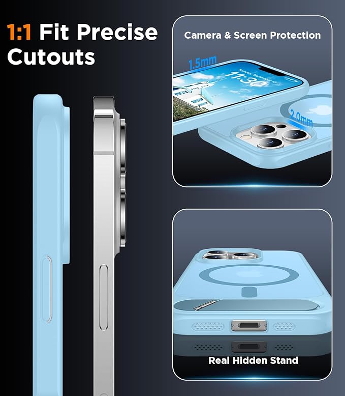 Magnetic Compatible with iPhone 13 Pro Max Case, [Built-in Invisible Kickstand][Compatible with MagSafe] [Military Grade Shockproof] Slim Translucent Matte Phone Case for iPhone 13 Pro Max 6.7"