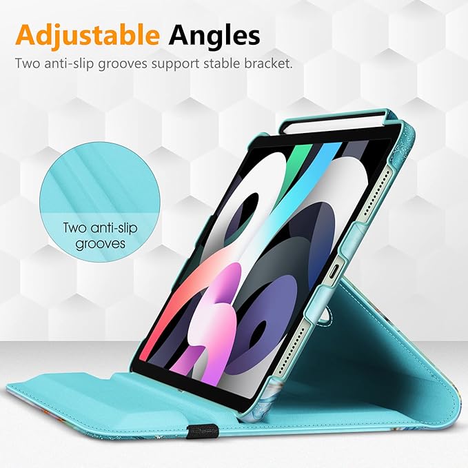 Fintie Rotating Case for iPad Air 11-inch M4/M3/M2 (2026/2025/2024), iPad Air 5th (2022) / 4th Generation 10.9 Inch - 360 Degree Rotating Protective Stand Cover with Pencil Holder, Emerald Marble