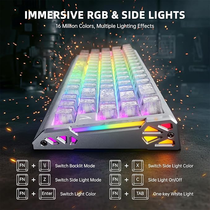 ATTACK SHARK R68HE 60% Wired Rapid Trigger 8K Mechanical RGB Gaming Keyboard with 0.005mm Accuracy,0.08ms Latency,256K Scan,Hall Effect Magnetic Switch,Carbon Fiber+CNC Aluminum Alloy for PC FPS(Ice)