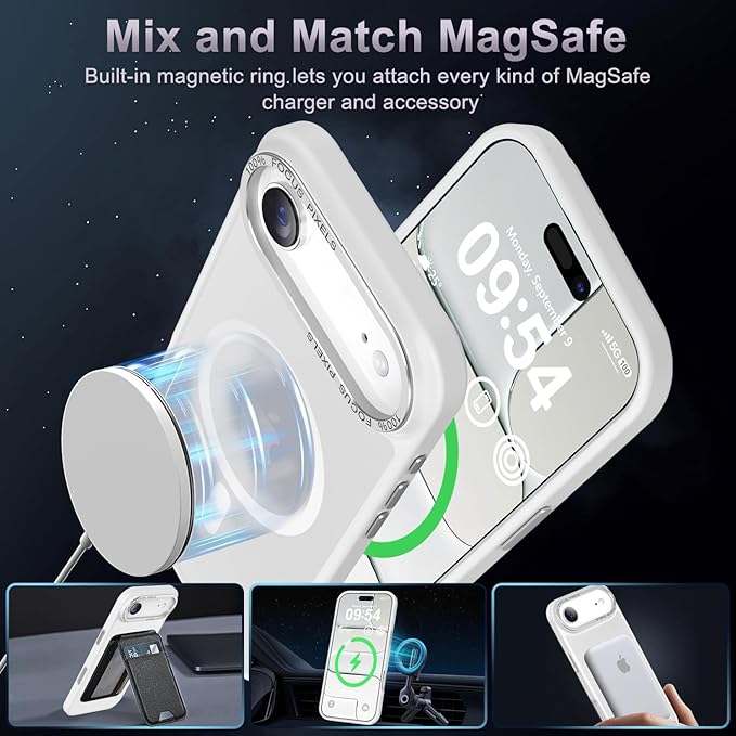 Newfuture Magnetic for iPhone Air Case [Compatible with Magsafe] [Military Grade Drop Protection] Translucent Matte Anti-Scratch Shockproof Protective Phone Cover 6.5 Inch, Frosted White