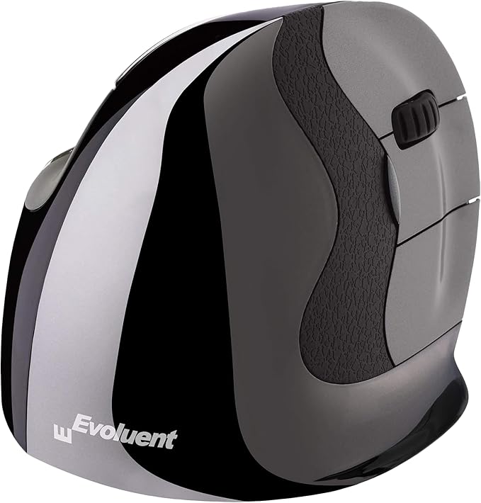 Evoluent – Inventor of The Vertical Mouse – VMDSW Ergonomic Vertical Mouse Right Hand Small USB Wireless, Sculpted for Comfort, Reduces Wrist Strain, 4 Speeds, 6 Customizable Buttons in Windows