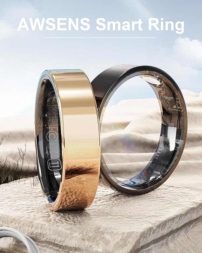 Smart Ring for Women Men Fitness Tracker with Blood Oxygen,Heart Rate,Sleep Monitoring,Step Counting,for iPhone and Android,Waterproof smart blood pressure monitor,No Subscription Fees (Rose Gold, 9)