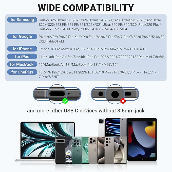 USB C Headphones for iPhone 17 Air 16 15 Pro Max Plus, Type C Earphone with Mic HiFi Stereo Volume Magnet in Ear USBC Wired Earbud for Samsung Galaxy S26 S25 S24 Ultra S23 Fe S22+ Flip/Pixel 10, Green