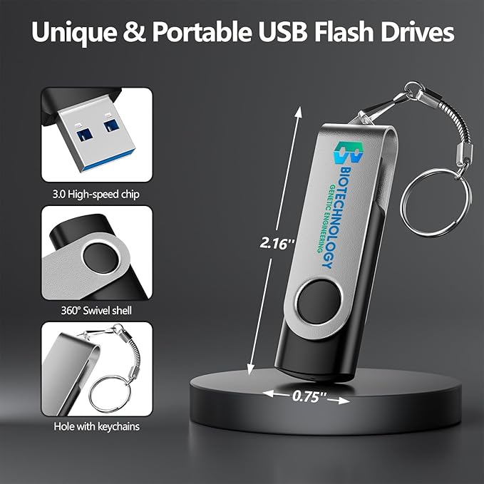 Custom USB 3.0 Personalized Flash Drive 8GB, 50Pcs High-Speed Memory Sticks with Printed Logo/Text, Bulk Promotional Thumb Drives for Company AD/Education/Wedding/Corporate Events