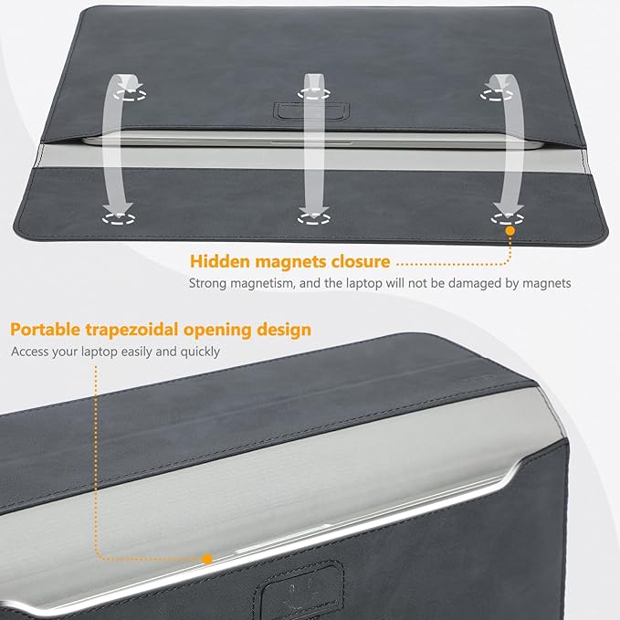 HYZUO 13 Inch Laptop Case Sleeve with Stand for 2026-2018 MacBook Air 13 M5 M4 M3 M2 M1, 2026 13" MacBook Neo, 2026-2016 MacBook Pro 13 M2 M1, iPad Pro/Air 13, Surface Pro 12-3, XPS 13, Graphite