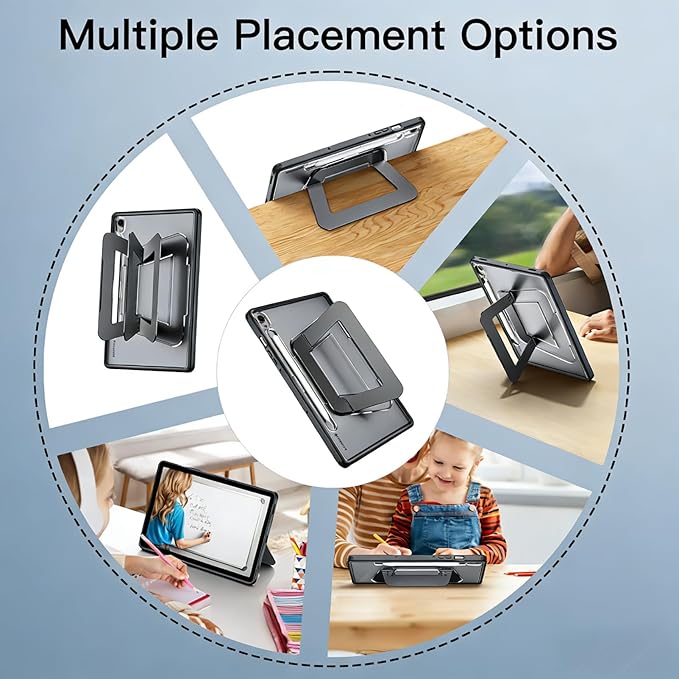 Case for Samsung Galaxy Tab S10 Lite/ S10 FE/ S9 FE 10.9 Inch/Tab S9 11 Inch, Multi-Angle Ultra Stable Dual Stand with Pencil Holder, Slim Duty Shockproof Protective Case with Kickstand