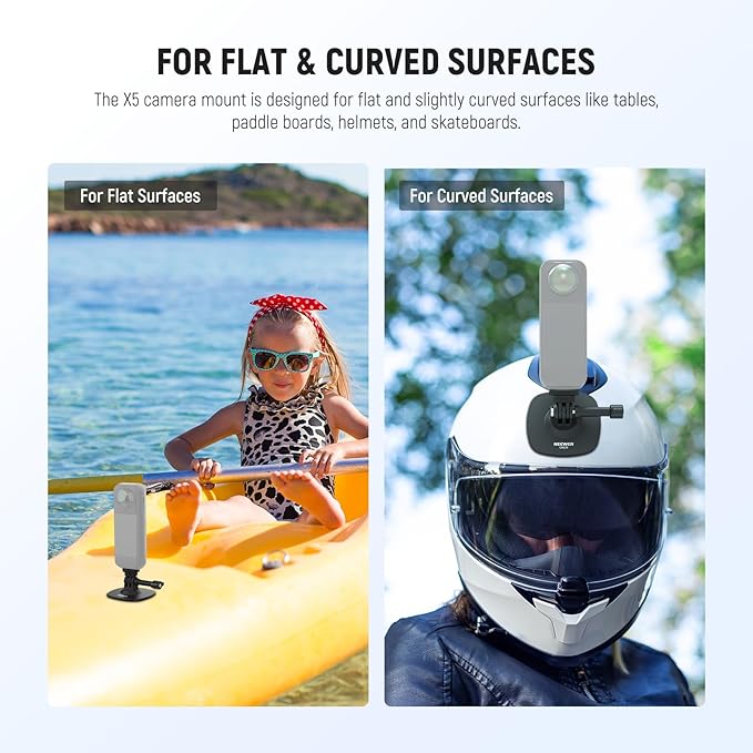NEEWER Adhesive Mount Compatible with Insta 360 GoPro DJI AKASO Action Camera, 180° Tilt Flexible Car Helmet Holder Base Adapter for POV Video Recording Live Streaming, for 1/4" Accessories, CA159